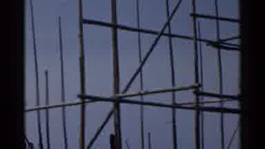 Japan (1953): Construction Workers Working On Multi-Floor Structure That Is Not