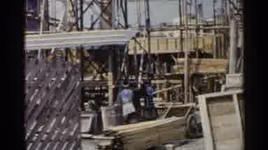 Japan (1953): Old Film Construction Site With Worker Doing Their Jobs Outside