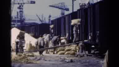 Japan (1953): Workers Loading Luggage's To The Train Goods