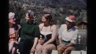 California (1955): Four Older Women Sitting On A Railing Together In Their