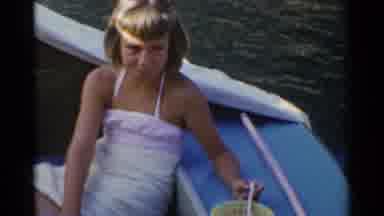 California (1955): Blonde Girl In A White Dress Eating A Bowl Of Cereal While