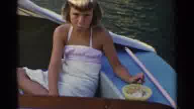 California (1955): Vintage Family Girls Vacationing At The Beach With Boat Around