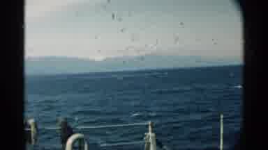 Pearl Harbor Hawaii (1958): View From Boat Of Ocean Waves And Distant Mountain