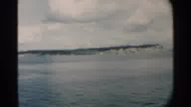 Pearl Harbor Hawaii (1958): Island And Calm Water On A Cloudy Day