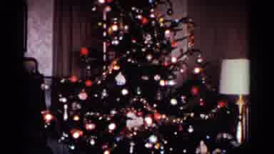 Ohio USA (1959): Tall Christmas Tree Decorated With Colorful Ornaments Lights And