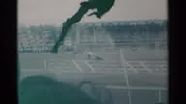 Cheyenne Wyoming (1960): Person Wrangles Black Steer At Rodeo On A Cloudy Day