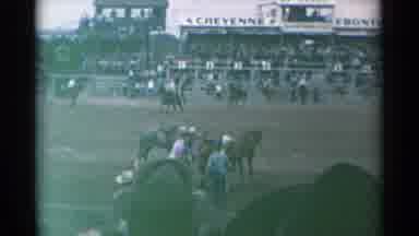 Cheyenne Wyoming (1961): People Riding Horses At A Rodeo On A Cloudy Day