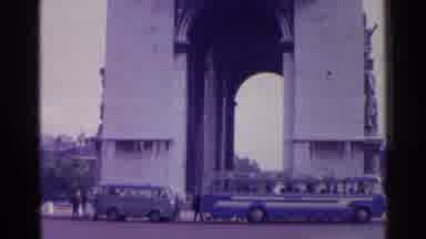 Paris France-1961: Arc De Triomphe With Tour Bus And Pedestrians