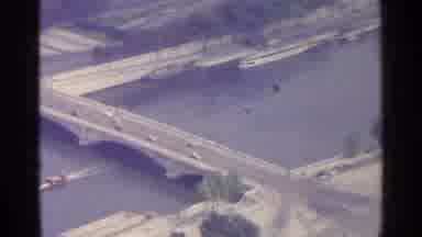 Paris France (1961): A Boat Harbor With A Large Overpass Bridge Crossing It
