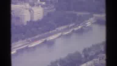 Paris France-1961: Bird's Eye View of Seine River and Arc de Triomphe