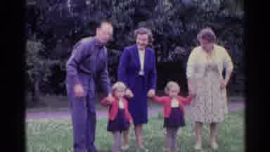Switzerland (1961): Three Adults Two Men One Man Posing For Picture With Twin