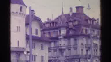 Switzerland (1961): Old Block Buildings Shown Along A Street In A European Setting