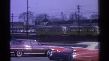 Ohio USA (1965): Yellow Trolley And Cars
