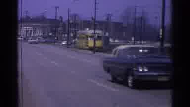 Ohio USA (1965): A Trolley Zooming Through The Town Doing Who Knows What