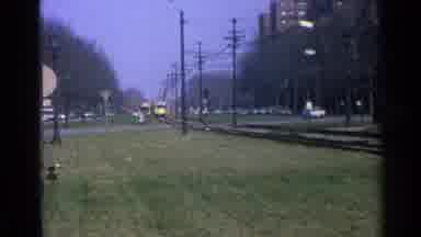 Ohio USA (1965): Transport Trains Going Opposite Directions Within City Park