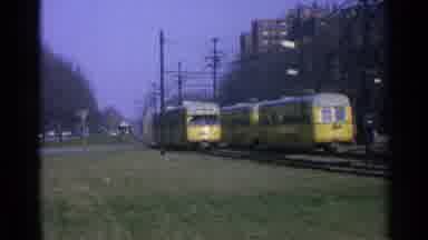 Ohio USA (1965): Two Trolleys Going Down The Tracks Towards Each Other They Are