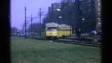 Ohio USA (1965): Yellow Train Takes The Turn Slowly Before Heading Straight Down