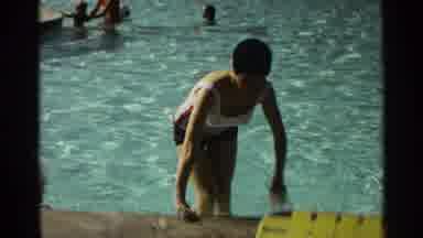 Scottsdale Arizona (1968): Woman Wearing White Swim cap Turns To Look At Camera
