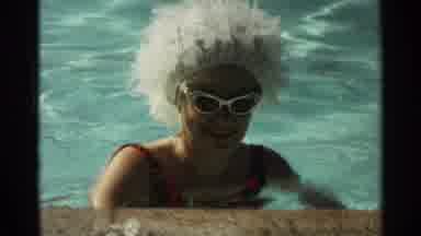 Scottsdale Arizona (1968): Woman With A White Wig And In Swimsuit Going Out Of The