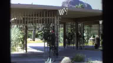 Scottsdale Arizona (1968): Entrance Rock Nature Landscaping Sidewalk Gazebo Trees