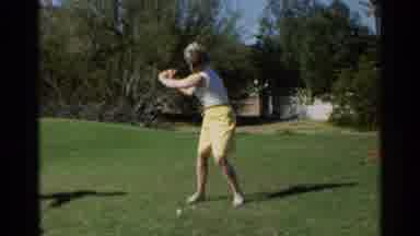 Scottsdale Arizona (1968): Woman Golfer In Yellow Skirt Hitting A Golf Ball With A
