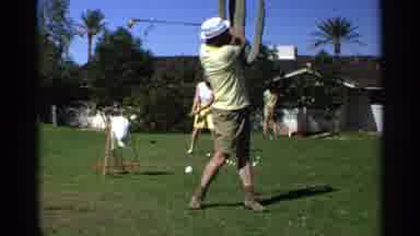 Scottsdale Arizona (1968): Golf Range Green Grass Palm Trees Building Club Balls