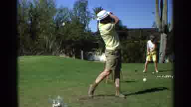 Scottsdale Arizona (1968): Middle Aged Man Practicing His Swing At A Golf Range