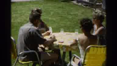 Scottsdale Arizona (1968): A Group Of Friends Plays Cards On A Table Outside While