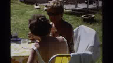 Scottsdale Arizona (1968): Family Gathering On Green Lawn Around Table With Drinks