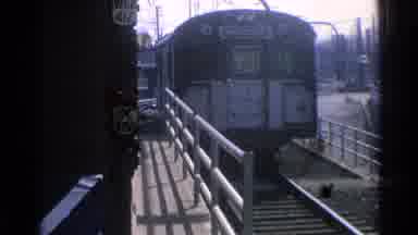 Chicago Illinois (1976): Metro Station With Sign And With Blue Metro Train Passing