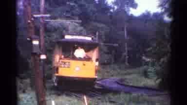 Connecticut USA (1953): Yellow Train Conductor Track Railway Passengers Trees