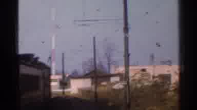 Connecticut USA (1953): Train Slowing Going Down The Railroad Track Seen From
