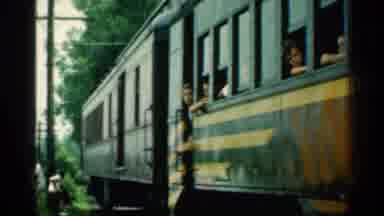 Connecticut USA (1953): Slow Passenger Train Passing Near Spectators With Angers