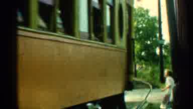 Connecticut USA (1953): Red And Yellow Trolley Car On A Bright Sunny Day