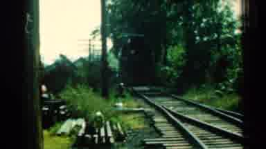 Connecticut USA (1953): Front Shot Of Traveling Train Through Trees Down The Road