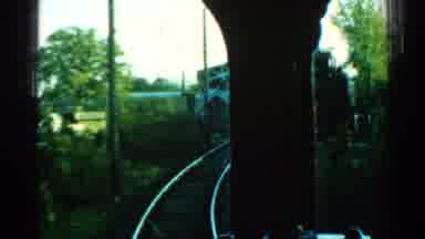 Connecticut USA (1953): Train On Tracks Coming Around The Bend Concrete Structure