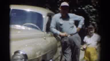 New Orleans Lousiana (1949): A Father And Son Standing In Front Of An Old Car
