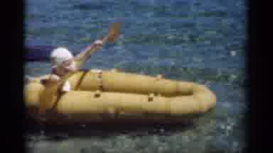 New Orleans Lousiana (1949): Young Girl Paddling In Inflatable Boat