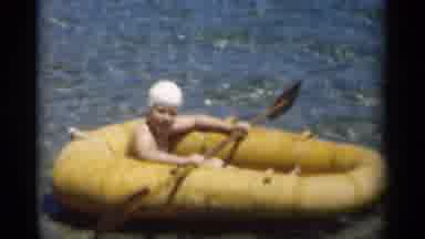 New Orleans Lousiana (1949): A Woman On A Raft With An Oar And A Swim Cap Bobs