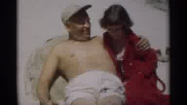 New Orleans Lousiana (1949): On A Lawn chair A Man In Swim trunks And Hat Drapes