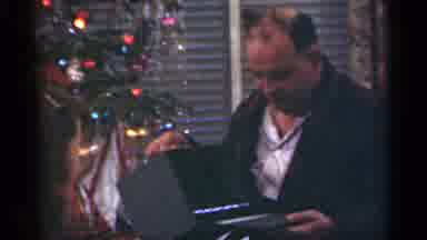 Santa Cruz California (1949): Guy Opens Black Box For Child Decorated Christmas