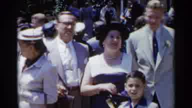New York USA (1954): People Standing Outside With Pretty Dresses And Nice Suits On