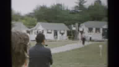 New York USA (1954): Crowded Boulevard With People On Gardens And Small White