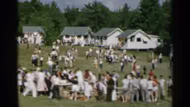 New York USA (1954): Large Outdoor Gathering Of People Attending Event