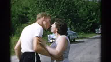 New York USA (1954): Man Saying Goodbye To Significant Other And Family