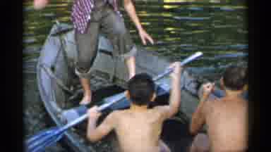 New York USA (1954): Boys Rowing Water Filled Boat