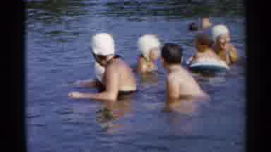 Lake George New York (1955): A Family Enjoys Swimming At The Lake