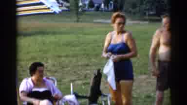 Lake George New York (1955): Old Timers In The Park Having Fun With Friends And