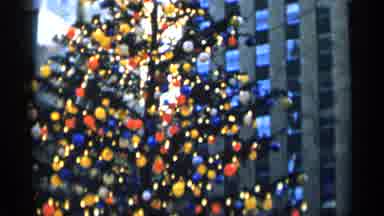 New York City (1955): Christmas Tree In City Showing Colorful Ornaments And Lights