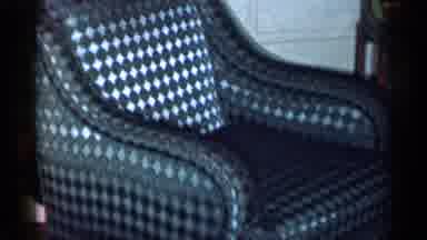 New York City (1955): Blue Diamond Pattern Armchair With Matching Footstool